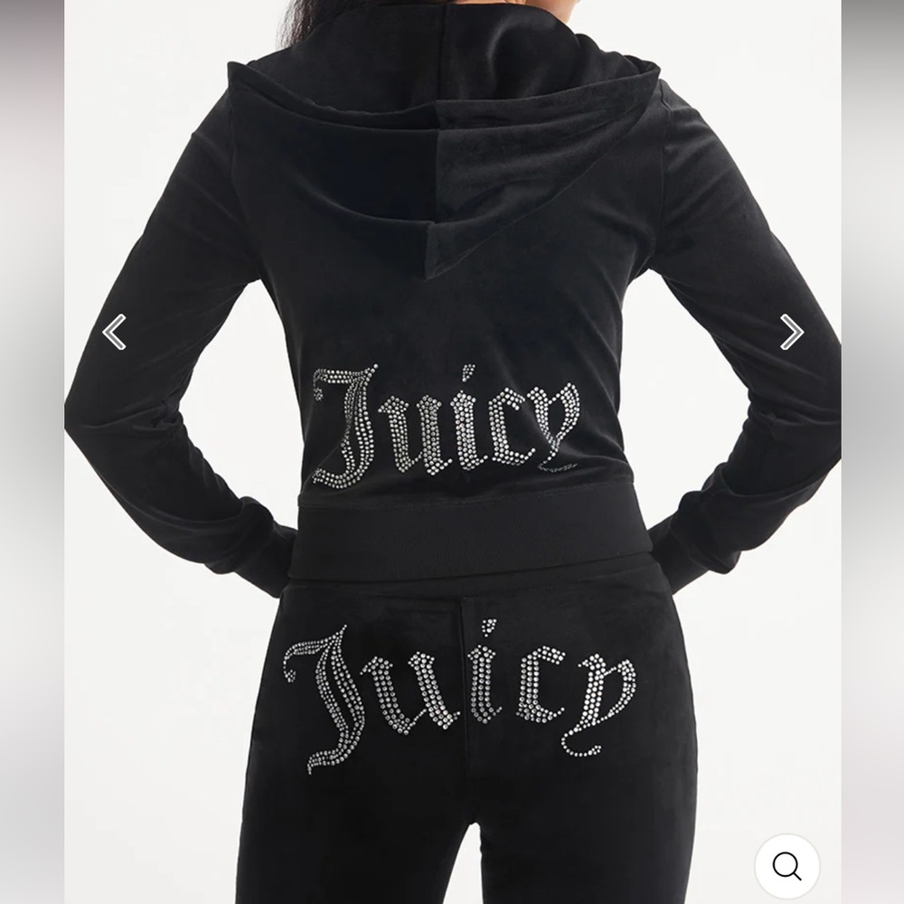 Black Velour Rhinestone Juicy Couture tracksuit (top/bottom) size small